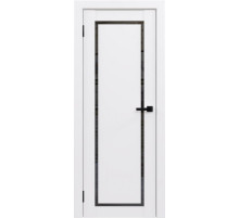 Межкомнатная дверь «ФЛЭШ ЭКО КЛАССИК» 01 Парящая филёнка / Чёрное стекло (Цвет — Белый)